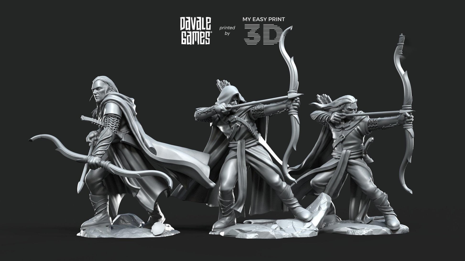 Galanthir Elves Forest Guardians with Bow - Davale Games - 3D Printed with high quality resin for LOTR/D&D games
