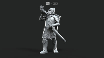 Grey Castle Horn - Foot and Mounted - Davale Games - 3D Printed with high quality resin for LOTR/D&D games