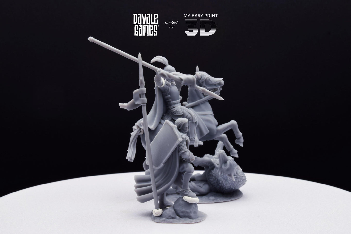 North Warrior Captain with Spear and Shield - Grey Castle - Foot and Mounted - Davale Games - 3D Printed with HQ resin for LOTR/D&D games