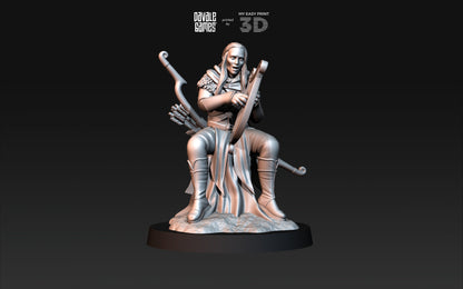 Wood Elf Musician - Davale Games - 3D Printed with high quality resin for LOTR/D&D games