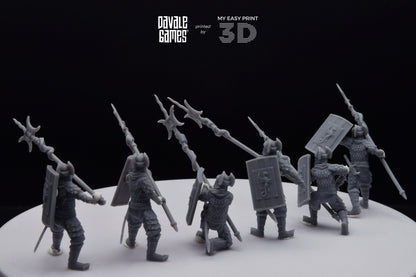 Dragon Army Long Spear Warriors - Davale Games - 3D Printed with high quality resin for LOTR/D&D games