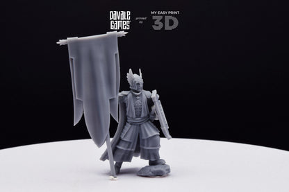 Grey Castle Tree Guard With Banner - Foot - Davale Games - 3D Printed with high quality resin for LOTR/D&D games