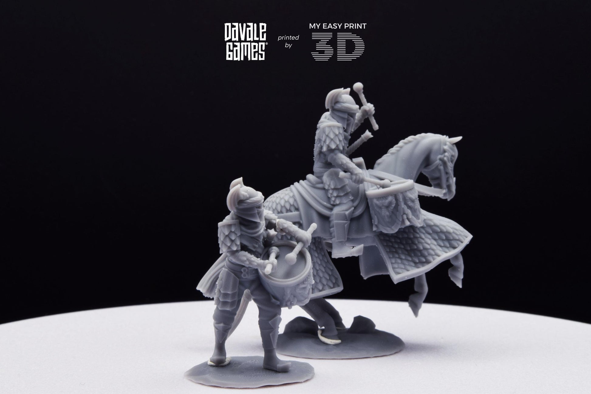 Dragon Army Drummer - Foot and Mounted - Davale Games - 3D Printed with high quality resin for LOTR/D&D games