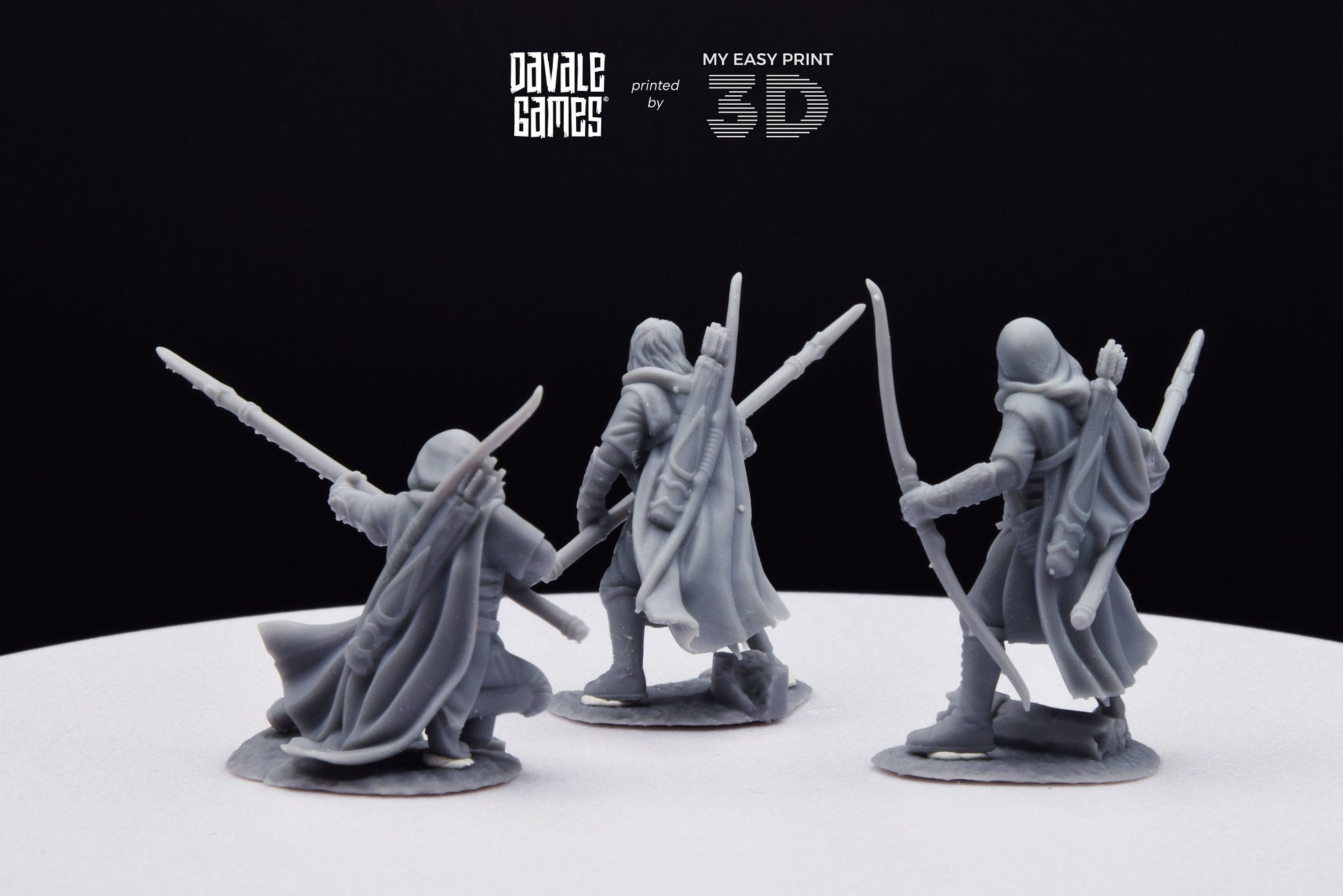 Grey Castle Rangers with Spear and Bow - Davale Games - 3D Printed with high quality resin for LOTR/D&D games