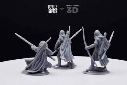 Grey Castle Rangers with Spear and Bow - Davale Games - 3D Printed with high quality resin for LOTR/D&D games