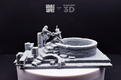 Grey Castle Scenery with Casualties [Ver.1 + Ver.2] - Davale Games - 3D Printed with high quality resin for LOTR/D&D games
