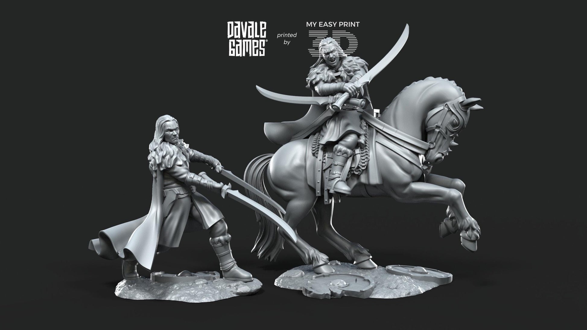 Wölfbane Lord Fellmount Reavers Foot and Mounted - Davale Games - 3D Printed with high quality resin for LOTR/D&D games