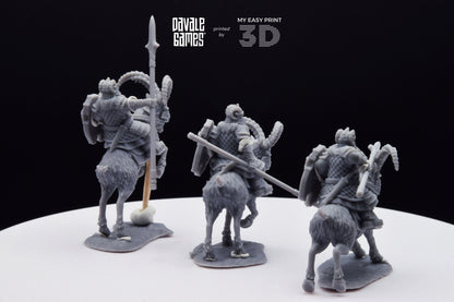 Silver Goat Dwarf Spearman - Mounted - Davale Games - 3D Printed with high quality resin for LOTR/D&D games