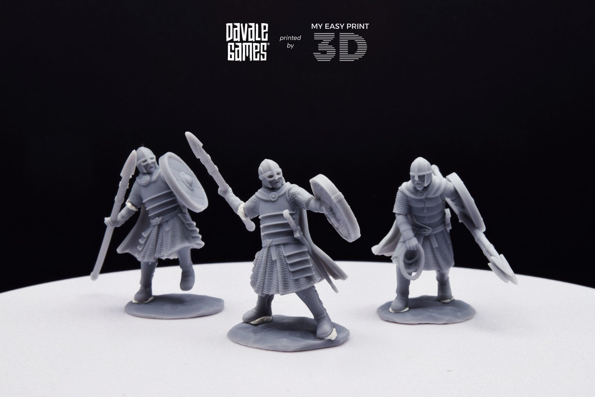 West Humans Regular Warriors with Throwing Spear and Shield - Foot - Davale Games - 3D Printed with high quality resin for LOTR/D&D games