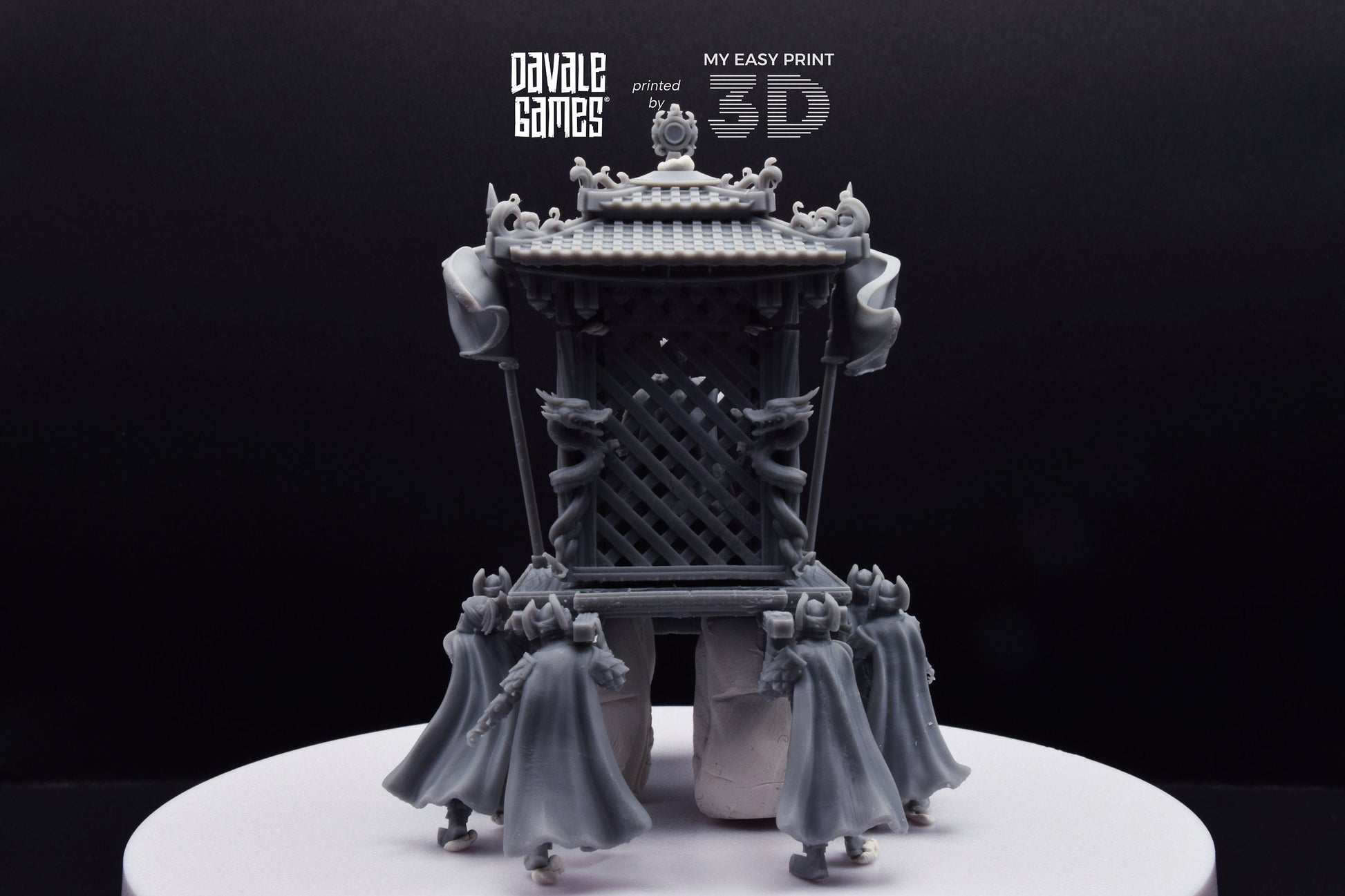 Dragon Army King on Palanquin [Ver. B] - Davale Games - 3D Printed with high quality resin for LOTR/D&D games