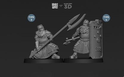 Cript Dwarf Guard Spear and Shield - Davale Games - 3D Printed with high quality resin for LOTR/D&D games
