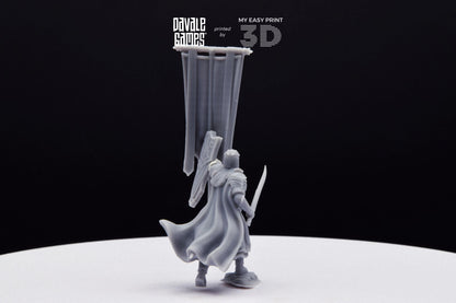 Armoured Wood Elf on Foot Banner 1 - Davale Games - 3D Printed with high quality resin for LOTR/D&D games