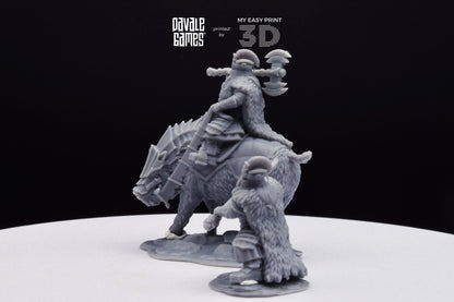 Silver Goat Dwarf Lord Iron - Foot and Mounted - Davale Games - 3D Printed with high quality resin for LOTR/D&D games