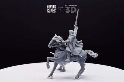 Captain of the Grey Castle - Foot and Mounted - Davale Games - 3D Printed with high quality resin for LOTR/D&D games