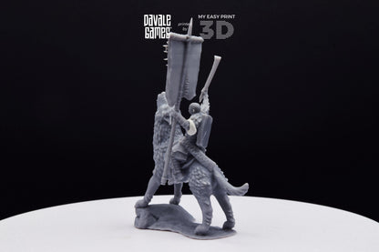 Warg Rider with Banner - Mounted - Davale Games - 3D Printed with high quality resin for LOTR/D&D games