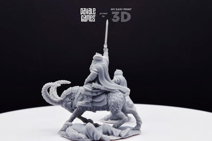 Silver Goat Dwarf Captain - Foot and Mounted - Davale Games - 3D Printed with high quality resin for LOTR/D&D games