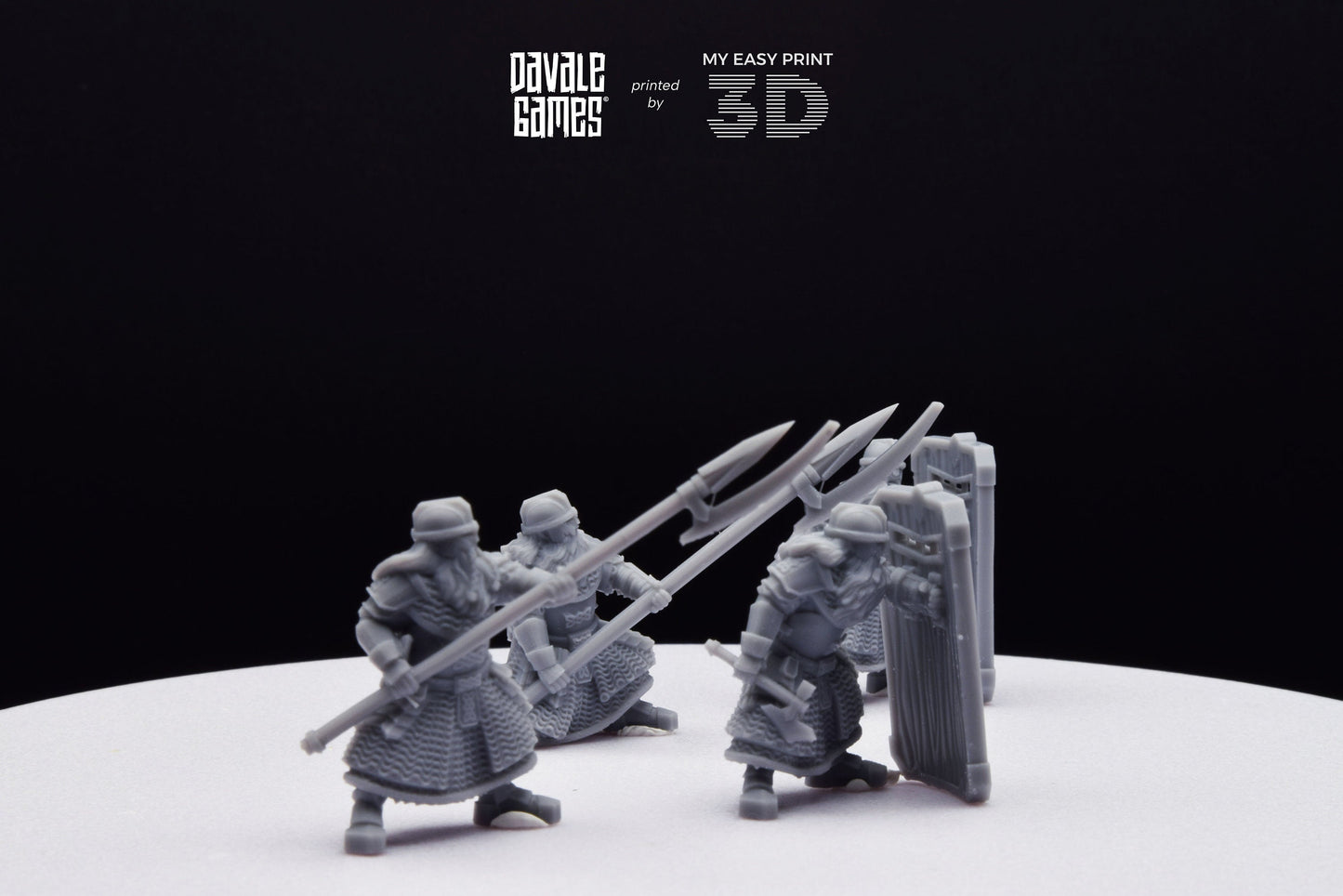 Cript Dwarf Guard Spear and Shield - Davale Games - 3D Printed with high quality resin for LOTR/D&D games