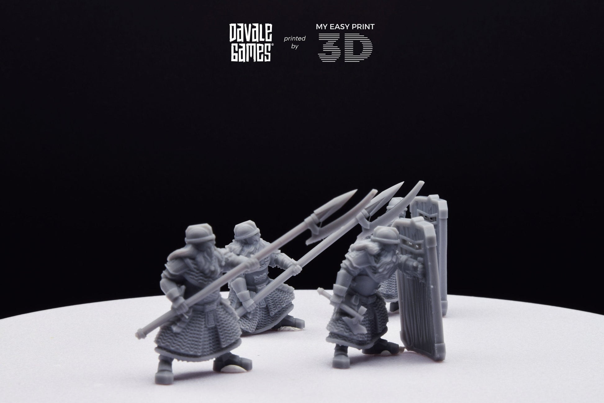Cript Dwarf Guard Spear and Shield - Davale Games - 3D Printed with high quality resin for LOTR/D&D games