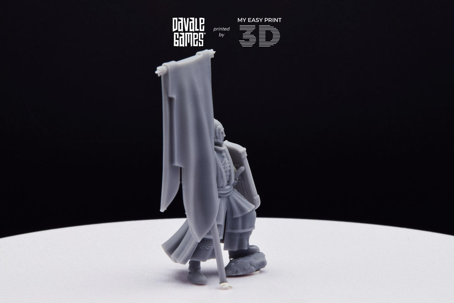 Grey Castle Tree Guard With Banner - Foot - Davale Games - 3D Printed with high quality resin for LOTR/D&D games