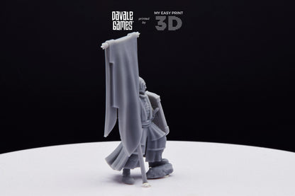 Grey Castle Tree Guard With Banner - Foot - Davale Games - 3D Printed with high quality resin for LOTR/D&D games