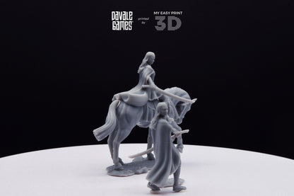 Bloody Elf Maiden - Foot and Mounted - Davale Games - 3D Printed with high quality resin for LOTR/D&D games