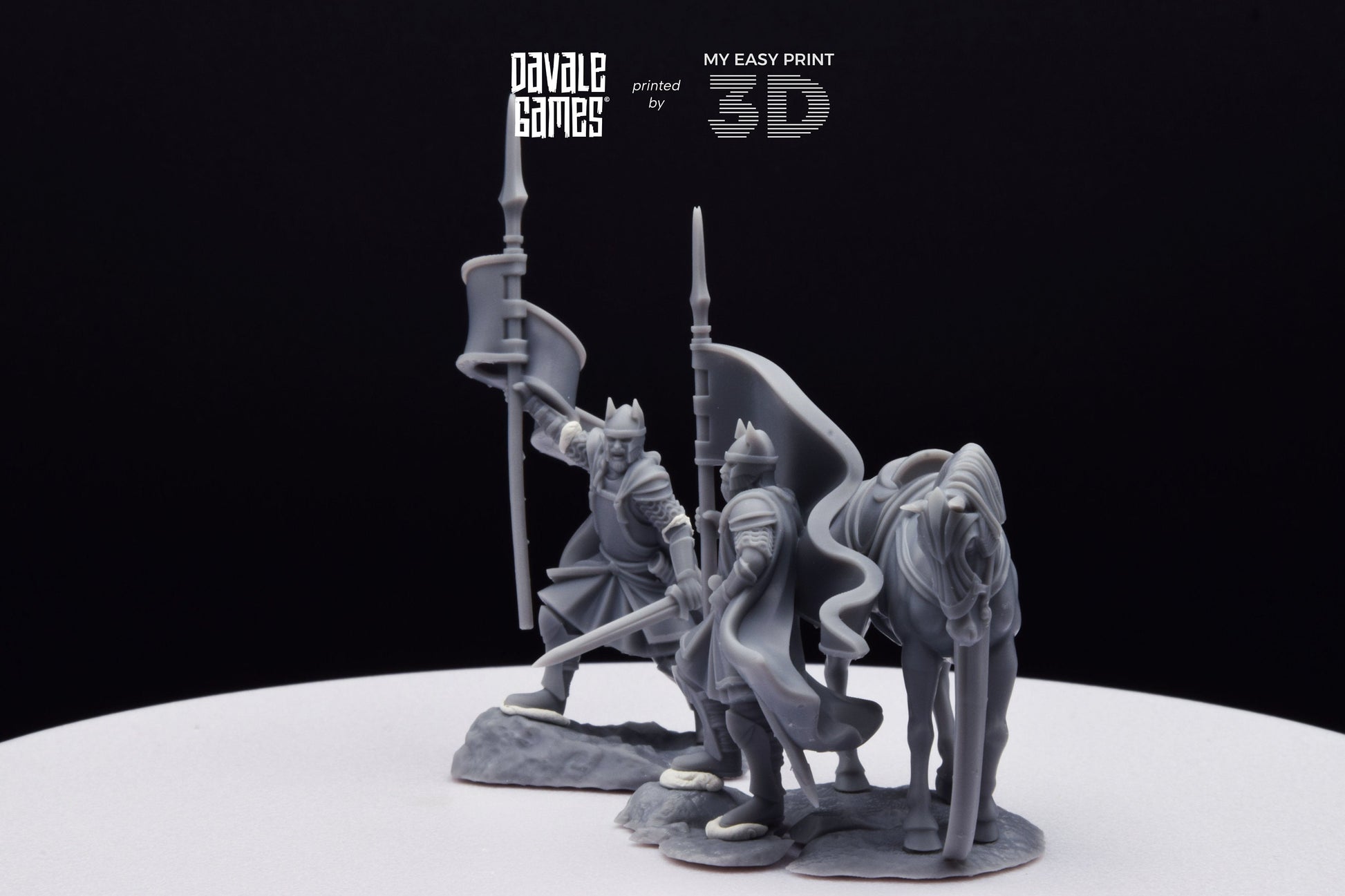 High Human Banner - Foot and Mounted - Davale Games - 3D Printed with high quality resin for LOTR/D&D games