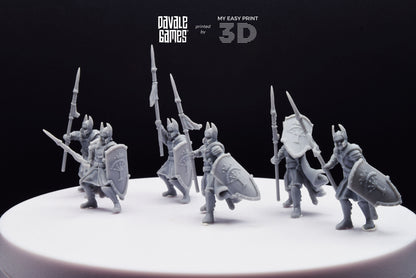 Old High Human Warriors Spearmen - Davale Games - 3D Printed with high quality resin for LOTR/D&D games
