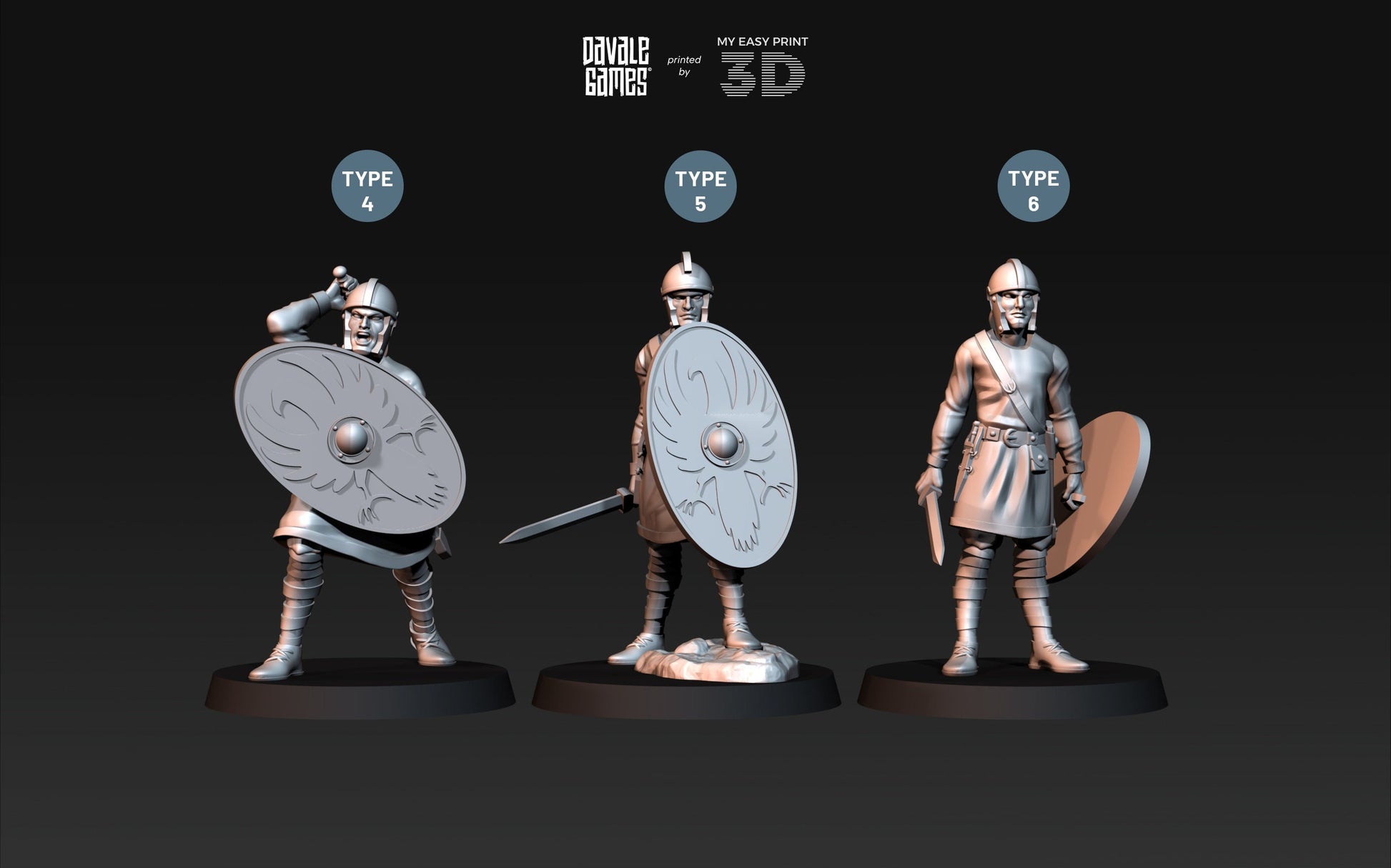 Roman Soldiers without Armour - Davale Games - Historical games - 3D Printed with high quality resin