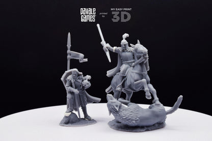 North Warrior Captain with Spear and Shield - Grey Castle - Foot and Mounted - Davale Games - 3D Printed with HQ resin for LOTR/D&D games