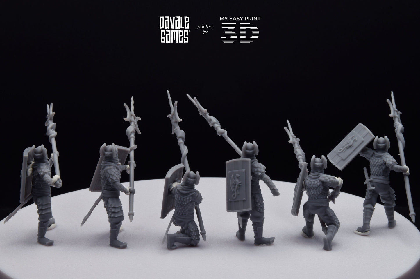 Dragon Army Long Spear Warriors - Davale Games - 3D Printed with high quality resin for LOTR/D&D games