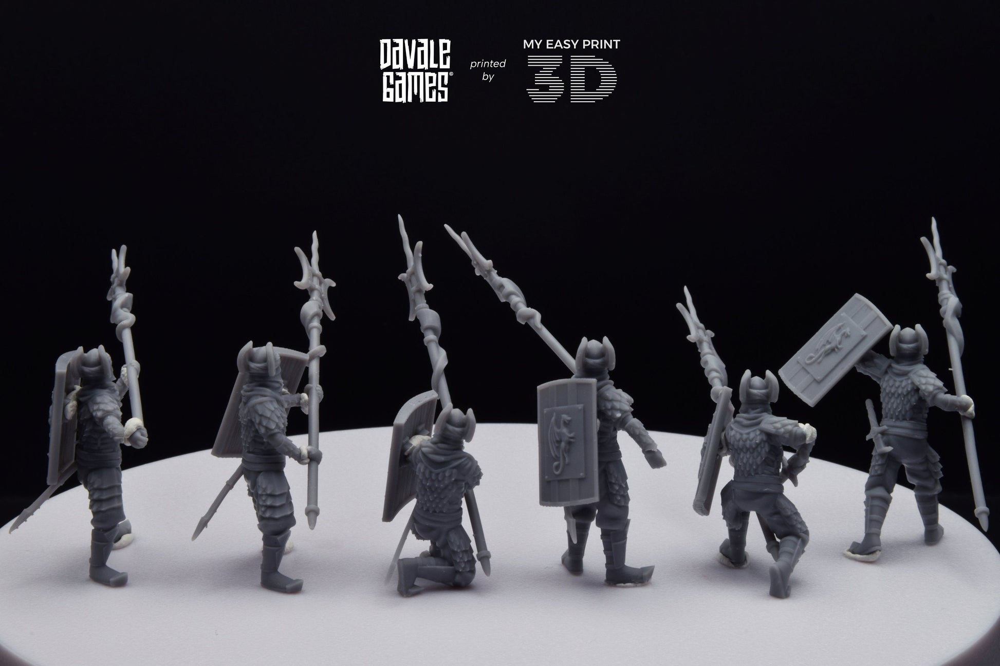 Dragon Army Long Spear Warriors - Davale Games - 3D Printed with high quality resin for LOTR/D&D games