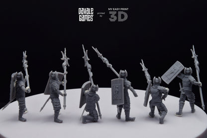 Dragon Army Long Spear Warriors - Davale Games - 3D Printed with high quality resin for LOTR/D&D games