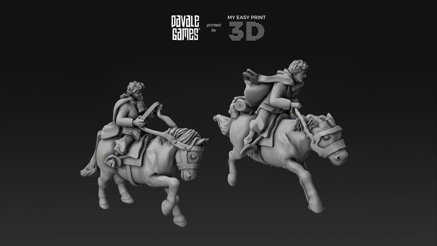 Halfmen on Pony - Mounted - Davale Games - 3D Printed with high quality resin for LOTR/D&D games