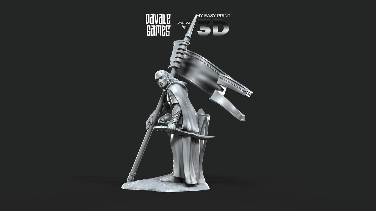 Forest Guardian with Banner - Galanthir Elves - Davale Games - 3D Printed with high quality resin for LOTR/D&D games