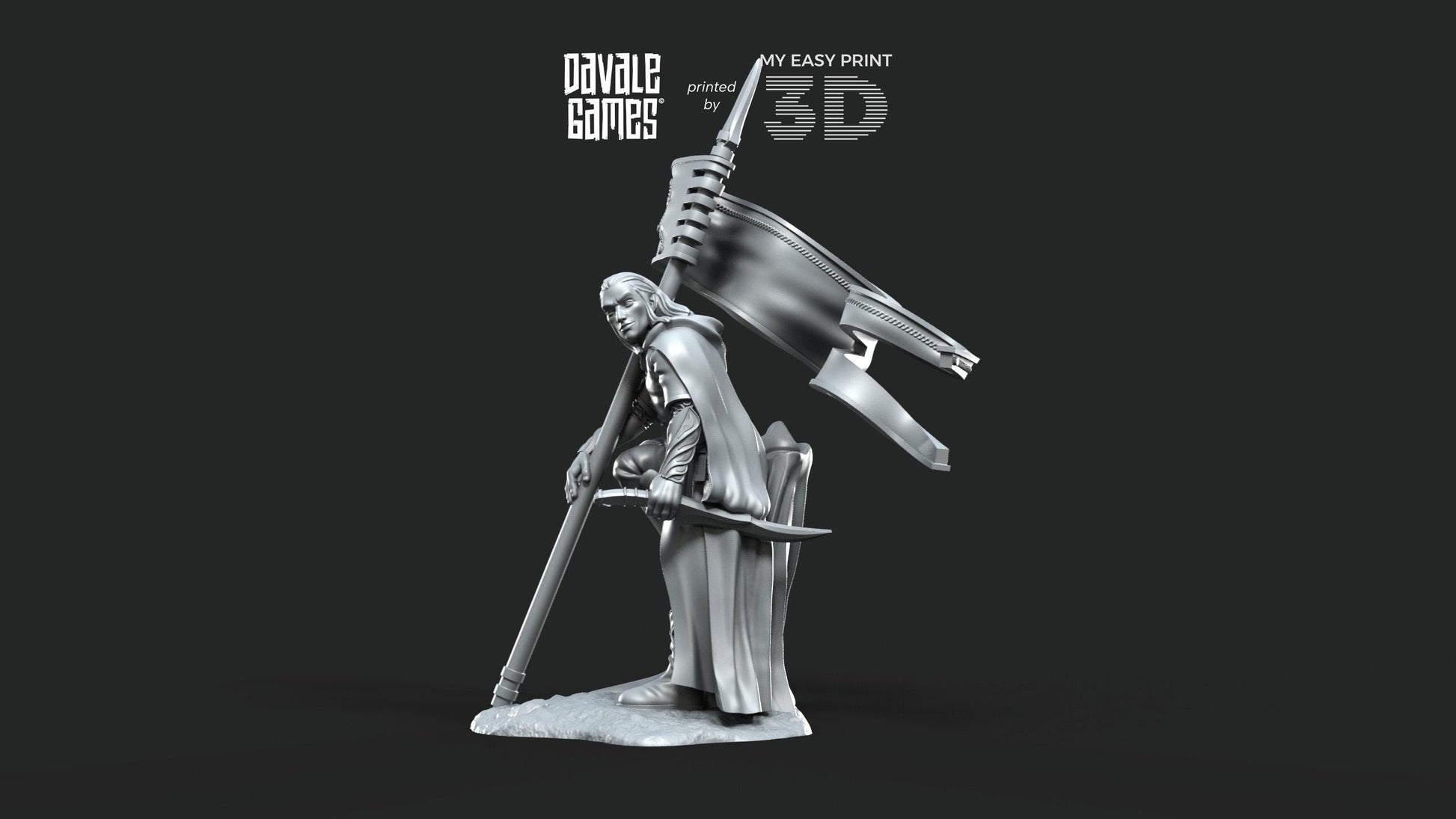 Forest Guardian with Banner - Galanthir Elves - Davale Games - 3D Printed with high quality resin for LOTR/D&D games