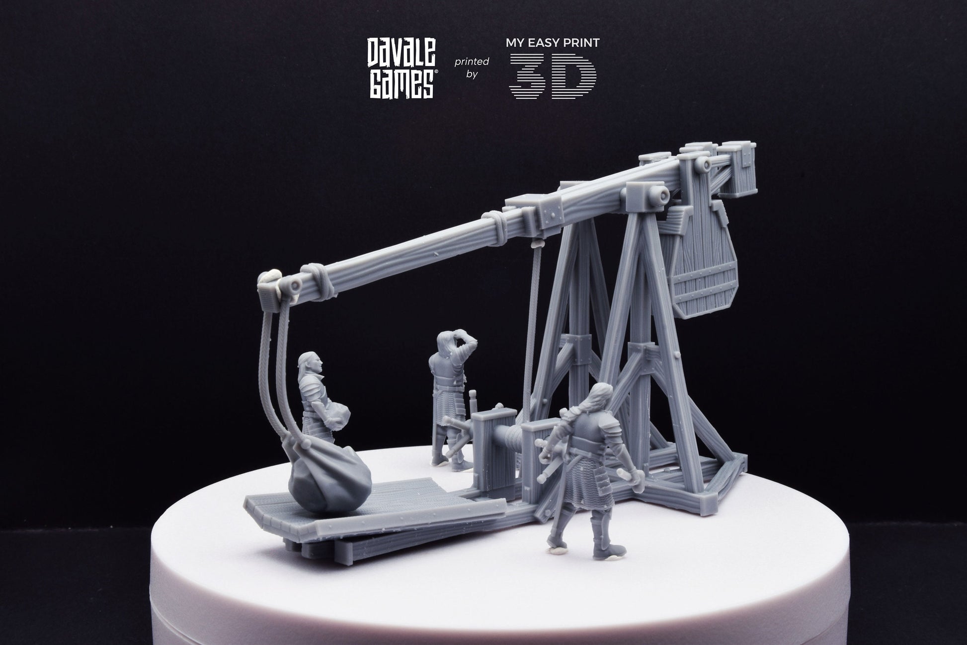 Grey Castle Trebuchet with Dotation - Davale Games - 3D Printed with high quality resin for LOTR/D&D games