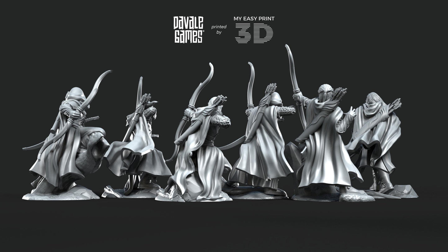 Galanthir Elves Forest Guardians with Bow - Davale Games - 3D Printed with high quality resin for LOTR/D&D games