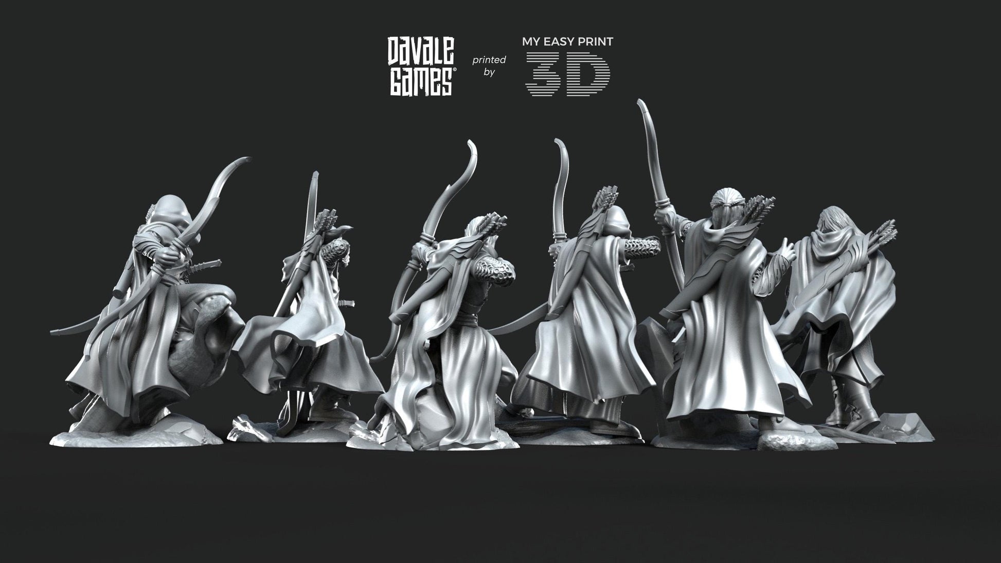 Galanthir Elves Forest Guardians with Bow - Davale Games - 3D Printed with high quality resin for LOTR/D&D games