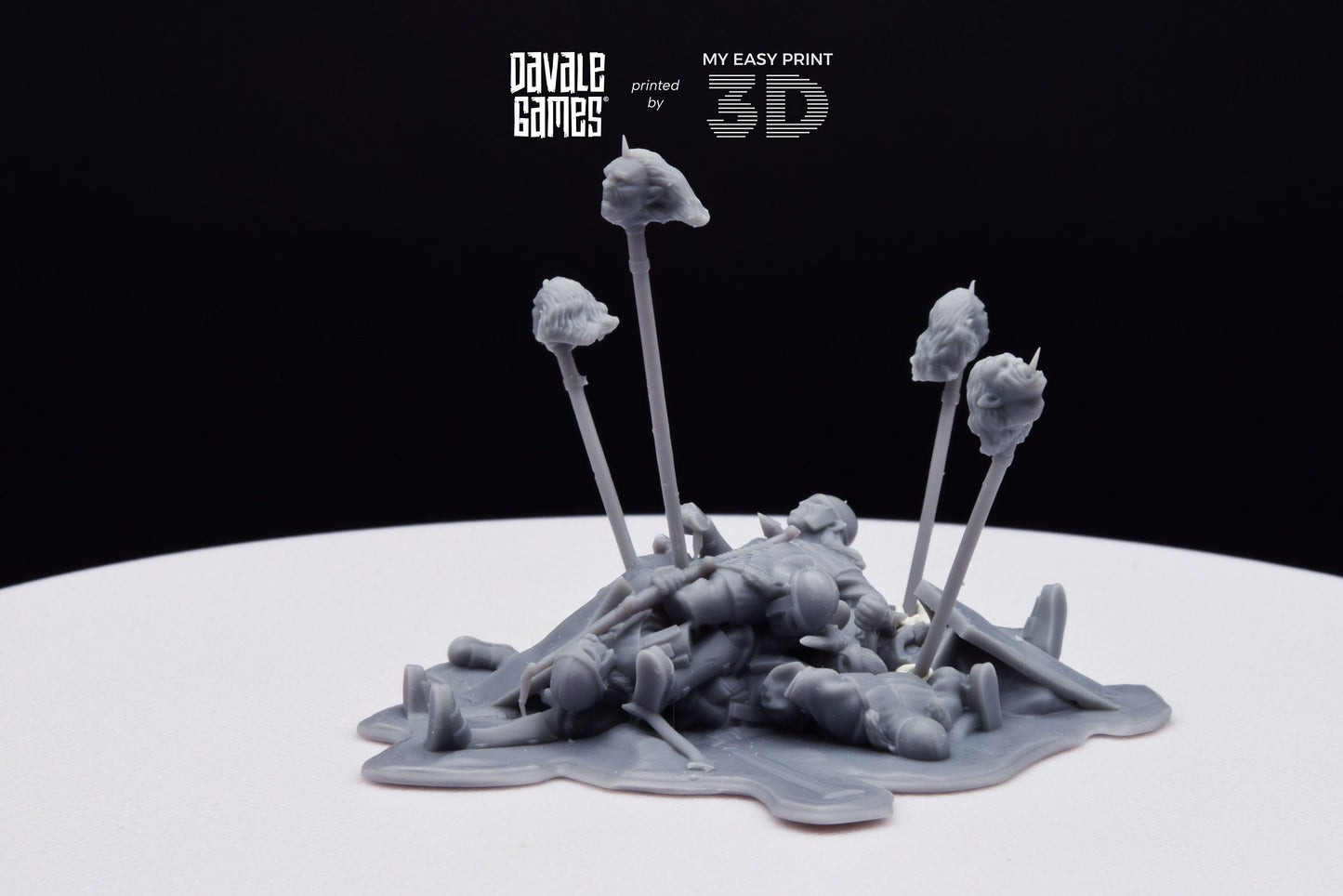 Bonfires with Pikes and Bloodhand Orcs heads - War Item - Davale Games - 3D Printed with high quality resin for LOTR/D&D games