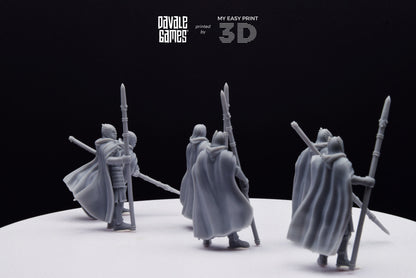 Grey Castle Court Guards with Spear - Foot - Davale Games - 3D Printed with high quality resin for LOTR/D&D games