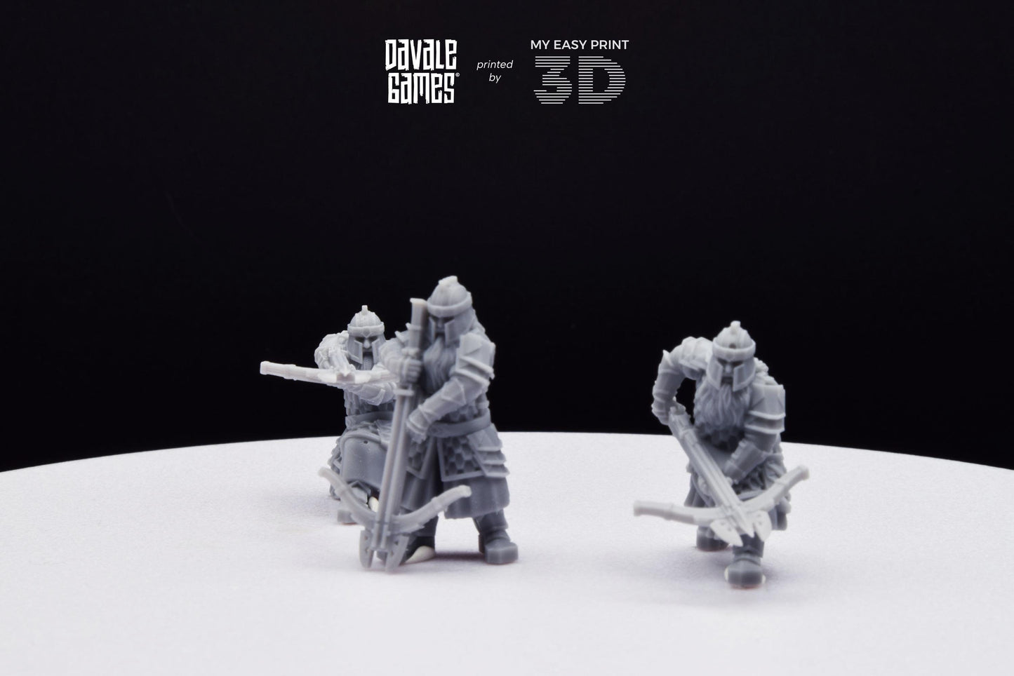 Silver Goat Dwarves with Crossbow - Davale Games - 3D Printed with high quality resin for LOTR/D&D games