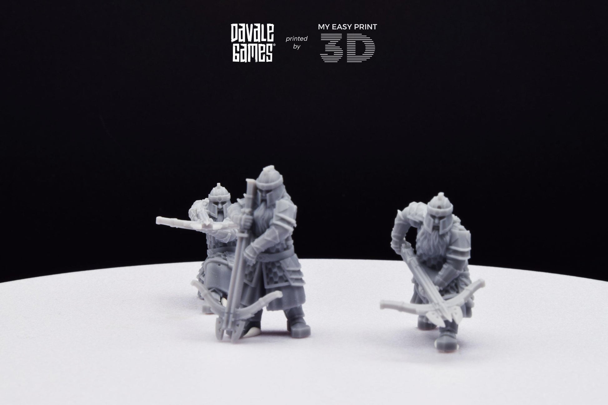 Silver Goat Dwarves with Crossbow - Davale Games - 3D Printed with high quality resin for LOTR/D&D games