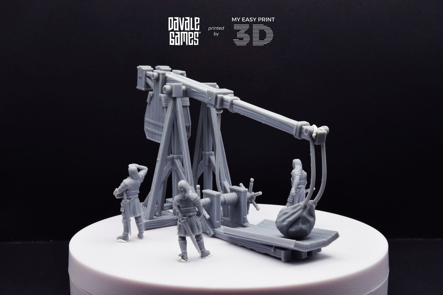 Grey Castle Trebuchet with Dotation - Davale Games - 3D Printed with high quality resin for LOTR/D&D games