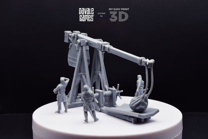 Grey Castle Trebuchet with Dotation - Davale Games - 3D Printed with high quality resin for LOTR/D&D games