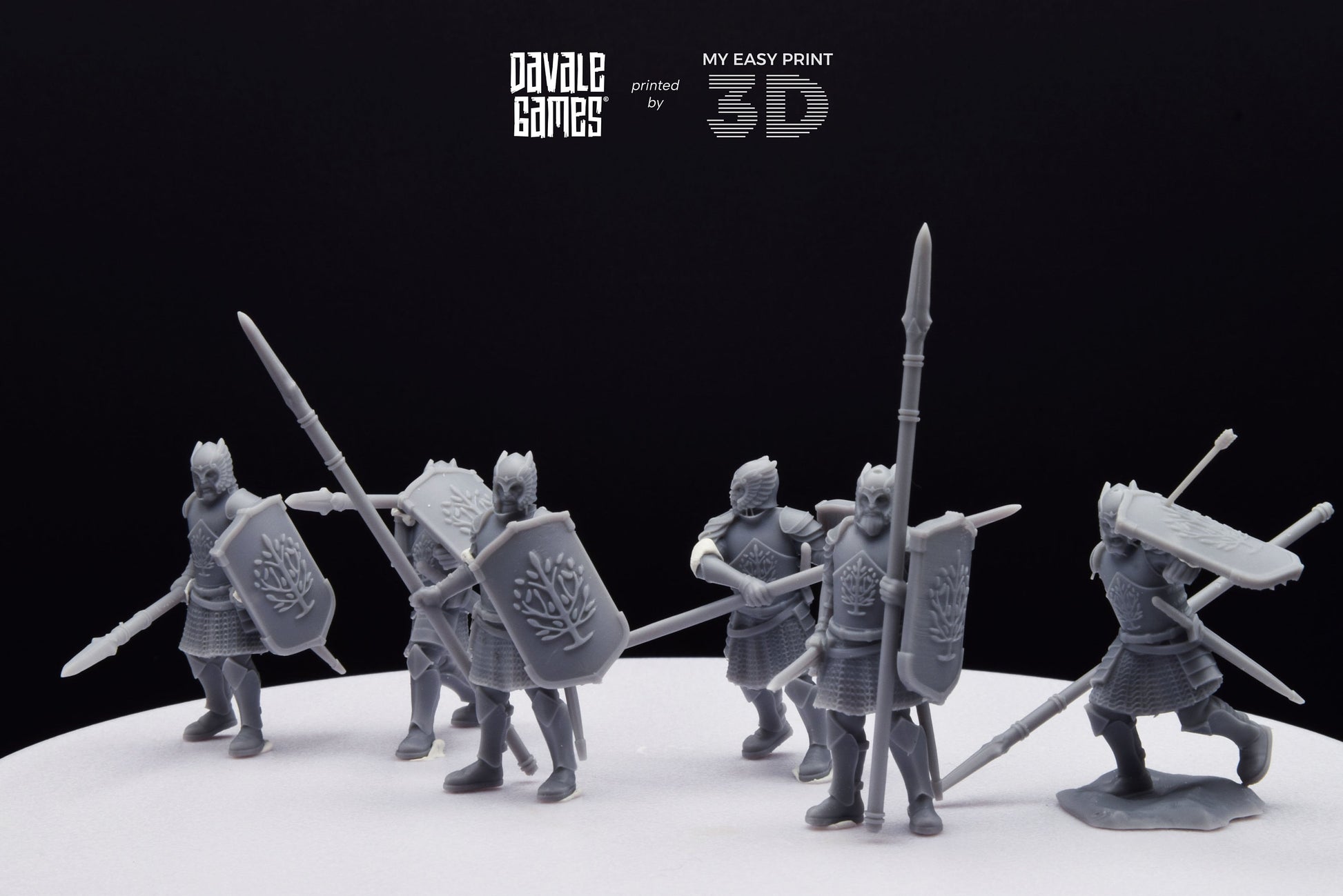 Grey Castle Warriors with Spears - Foot - Davale Games - 3D Printed with high quality resin for LOTR/D&D games