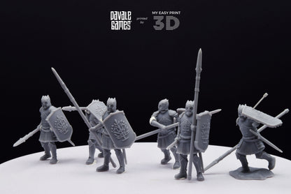 Grey Castle Warriors with Spears - Foot - Davale Games - 3D Printed with high quality resin for LOTR/D&D games