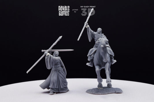 Gaënale the Mage White Light - Foot and Mounted - Davale Games - 3D Printed with high quality resin for LOTR/D&D games