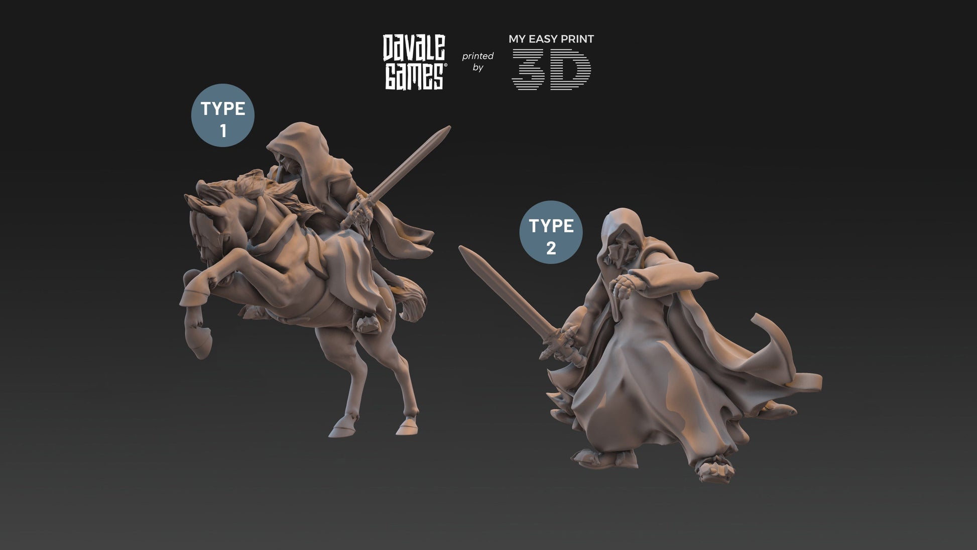 Spectral - Foot and Mounted - Davale Games - 3D Printed with high quality resin for LOTR/D&D games