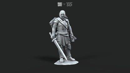 Veteran Grey Castle Captain [Ver. 1] - Davale Games - 3D Printed with high quality resin for LOTR/D&D games