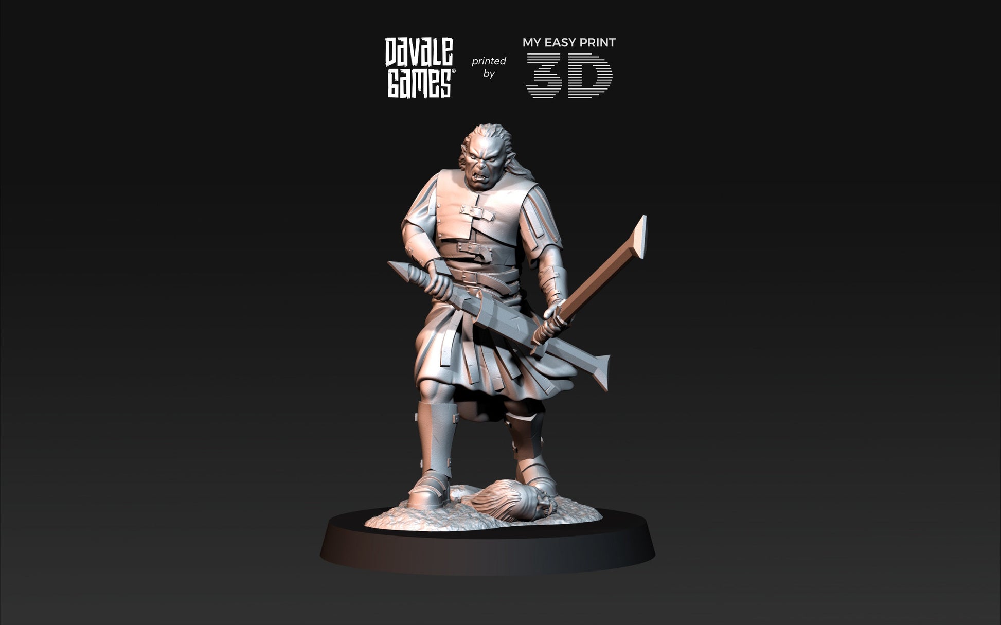 Outrider blood handed captain with two swords - Davale Games - 3D Printed with high quality resin for LOTR/D&D games